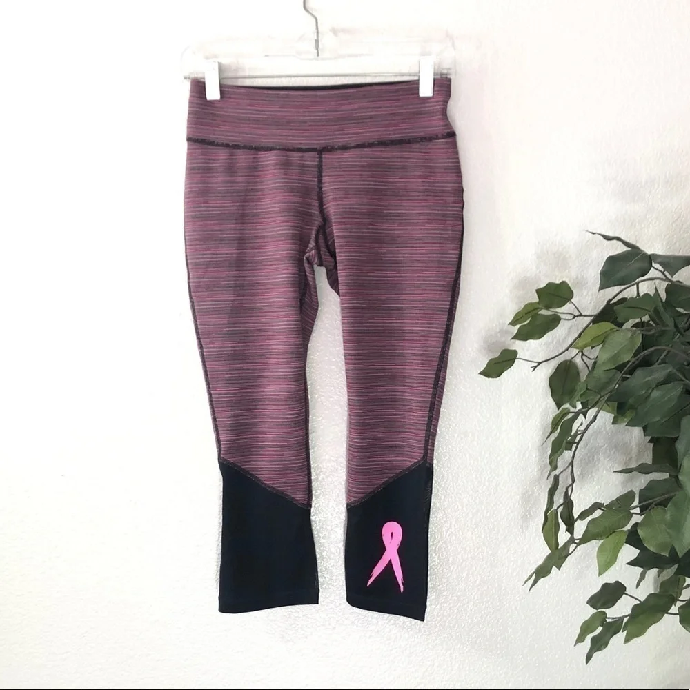 Ideology Striped Breast Cancer Cropped Leggings
